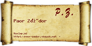 Paor Zádor névjegykártya